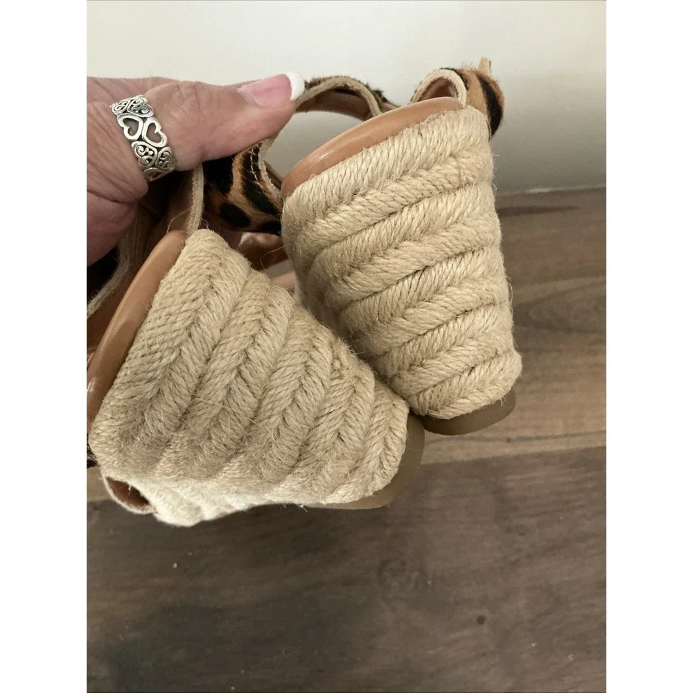 J Crew Calf Hair Espadrille‎  Leopard Print Wedges 5